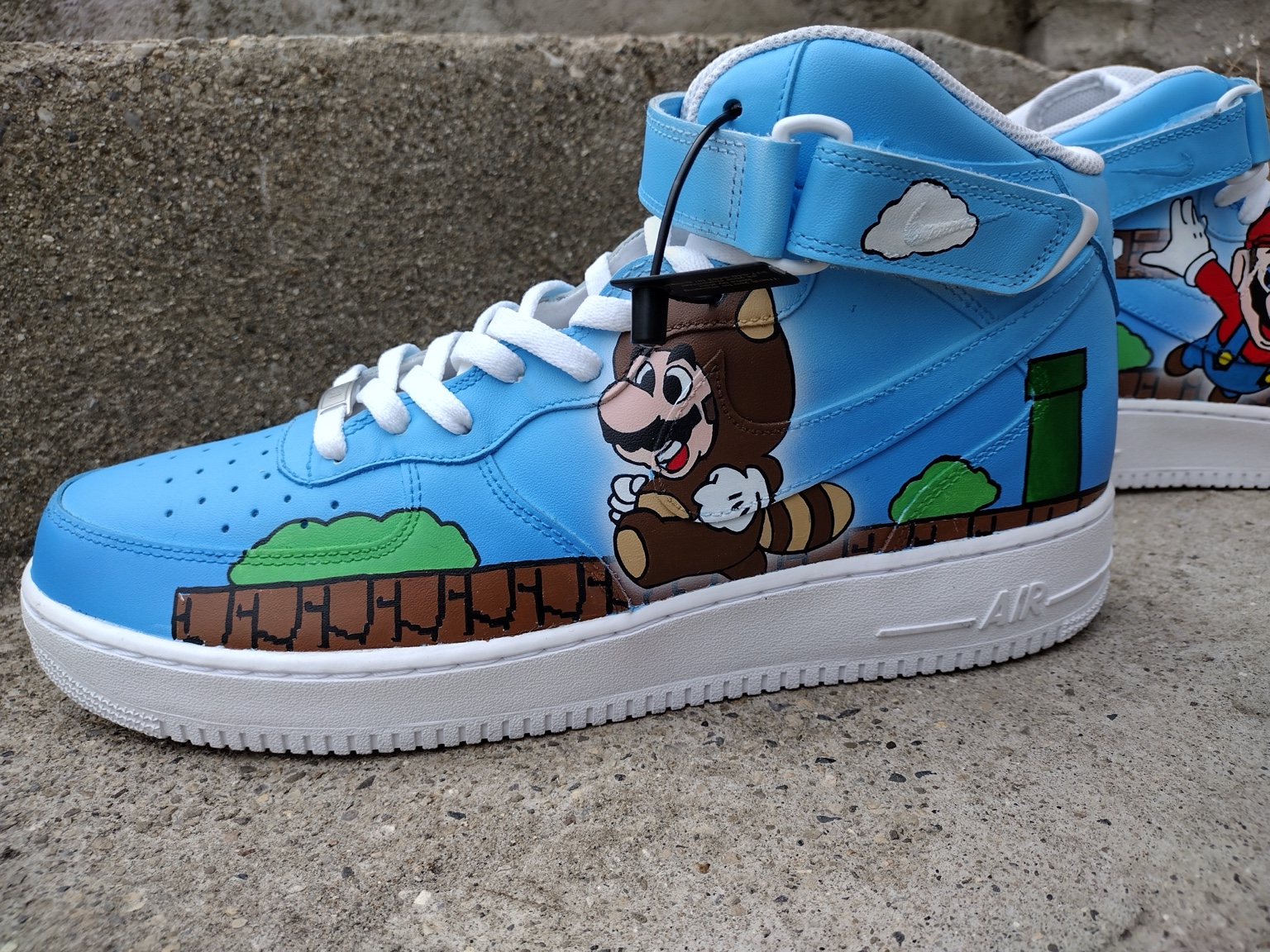 Blue custom high top sneaker